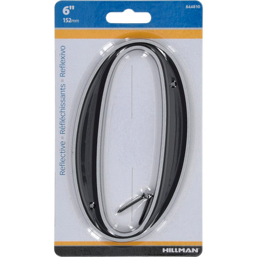 Hillman Black & Silver Reflective Plastic House Number 0