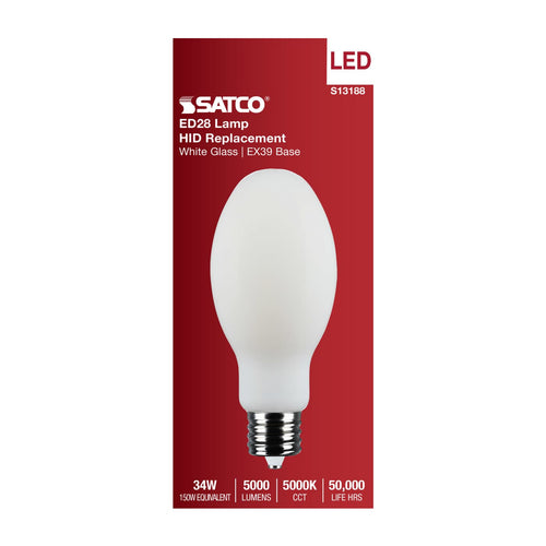 Satco S13188 34W/LED/HID/ED28/850/EX39/WH
