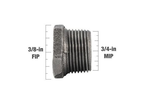 B&K 3/4-in MIP x 3/8-in FIP Black Iron Hex Bushing - Barcoded